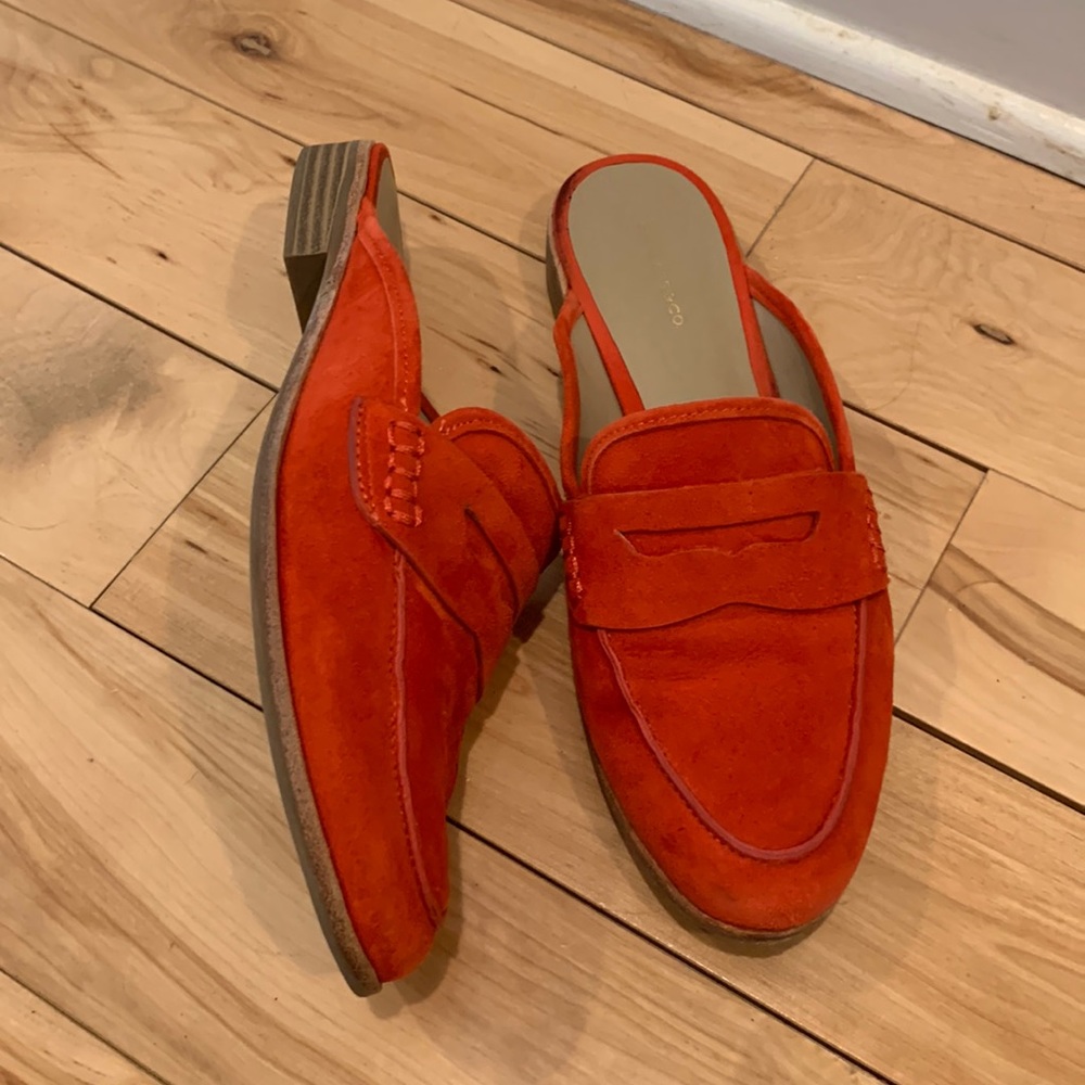 GH Bass red leather mules